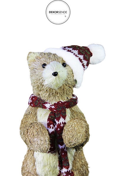 Yılbaşı Temalı Kırmızı Atkılı Bereli Orta Boy Ayı Biblo 48 cm fiyatları