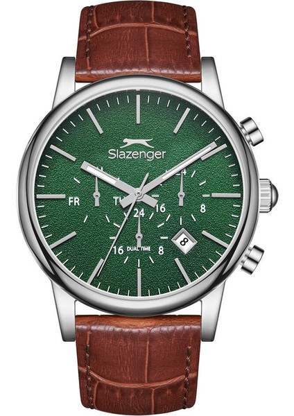 SL.09.2481.2.04 Quartz Deri Kahverengi Yeşil Kadran 40 mm Erkek Kol Saati