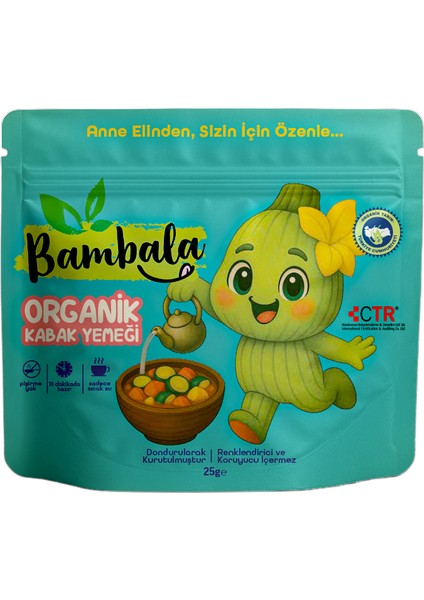 10 Dakika - Organik Kabak Yemeği 25 g Dondurularak Kurutulmuş