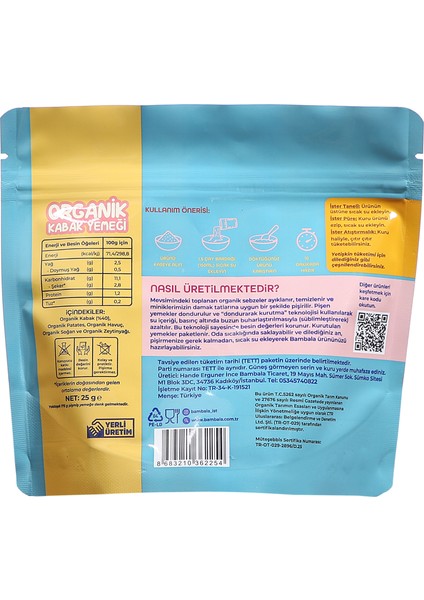 10 Dakika - Organik Kabak Yemeği 25 g Dondurularak Kurutulmuş fiyatları