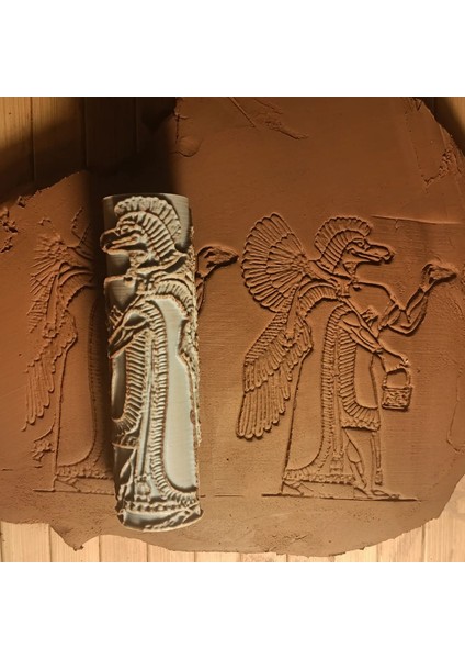 10 cm Asur Nisrok Desen Oklavası Desen Rulosu Seramik & Polimer Kil Için Uyumlu- Nisrok