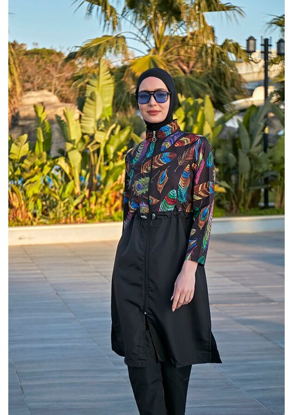 Remsa Paraşüt Tam Kapalı Tesettür Mayo Tüy Yaprak 2113 Funda