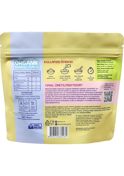 10 Dakika - Organik Brokoli Yemeği 25G Dondurularak Kurutulmuş fiyatları