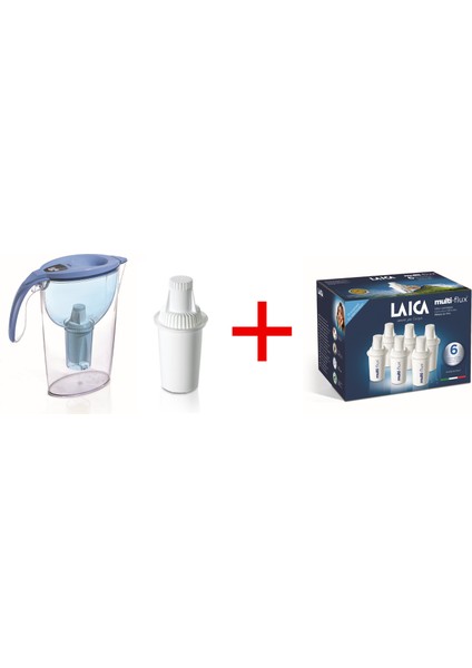 Fridge Mavi Filtreli Su Arıtmalı Filtre Sürahi 2.25LT. + Multi-Flux 6'lı Yedek Filtre