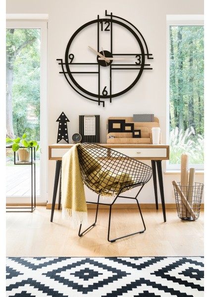 Dekoratif Siyah Sessiz Metal Duvar Saati 45X45CM indirimleri