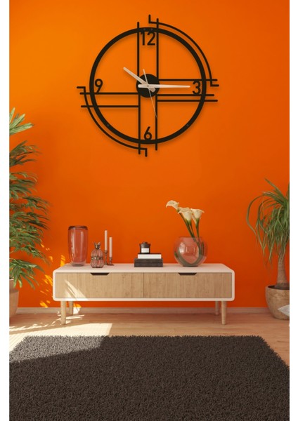 Dekoratif Siyah Sessiz Metal Duvar Saati 45X45CM