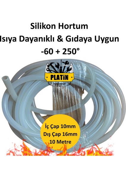 Pht Silikon Hortum 10*16 250 Derece Isıya Dayanıklı 10 Metre PLT28000114