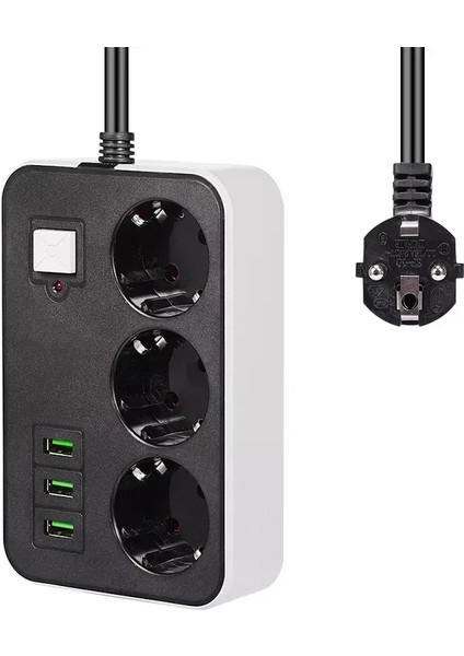 3 Usbli 3'lü 1.8 m Akım Korumalı Priz (4764) fiyatları
