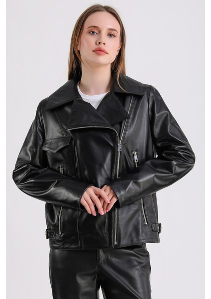 Billie Kadın Deri Biker Ceket fırsatları