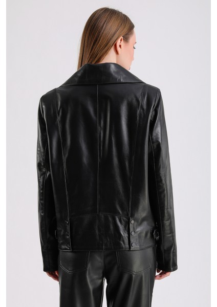 Billie Kadın Deri Biker Ceket