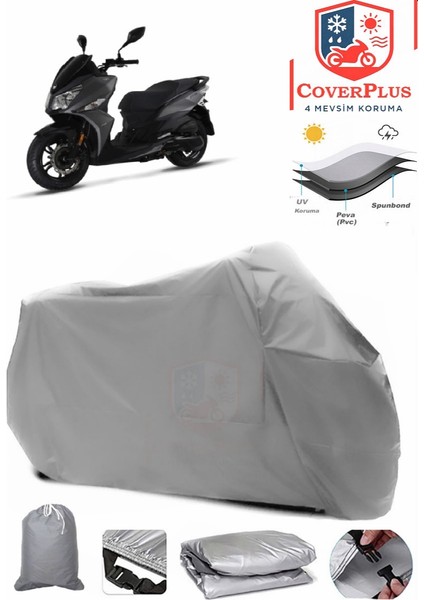 Sym Jet 14 200I Branda Gri Motosiket Brandası Motor Örtüsü Çadır Su Geçirmez Motosiklet Kılıfı Motor Brandası,lastikli,taşıma Torbalı