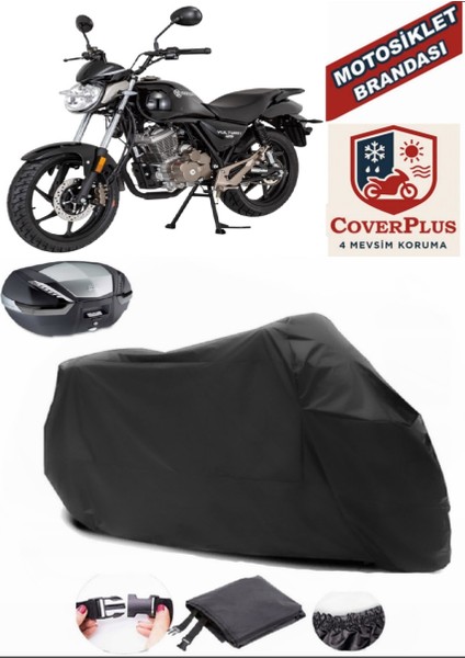 Mondial Vulture I-E Branda Siyah Arka Çanta Uyumlu(Topcase) Motosiket Brandası Motor Örtüsü Çadır Su Geçirmez Motosiklet Kılıfı Motor Brandası,lastikli,taşıma Torbalı