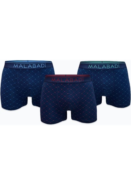 Erkek Lacivert Desenli 3 Lü Premium Collection Modal Boxer 3M252