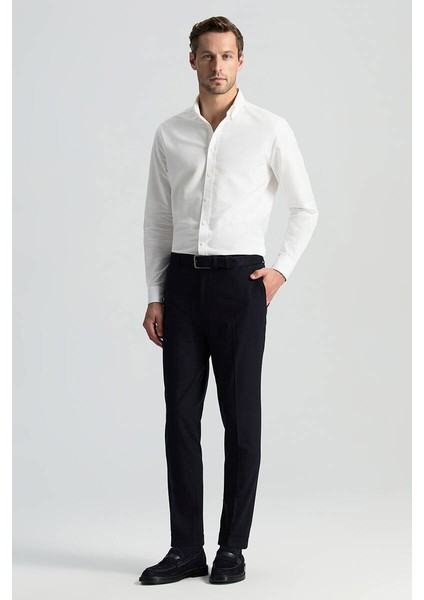 Saf Yün Bağcık Detaylı Lacivert Chino Jogger Pantolon fiyatları