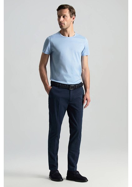 Saf Pamuk Lacivert Regular Fit Chino Pantolon fiyatları