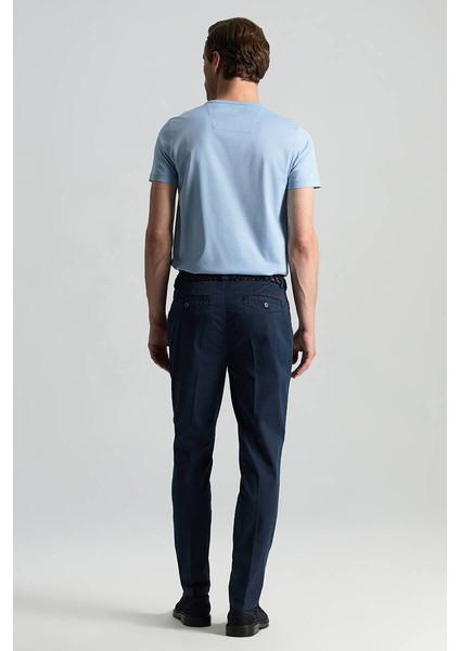 Saf Pamuk Lacivert Regular Fit Chino Pantolon modelleri