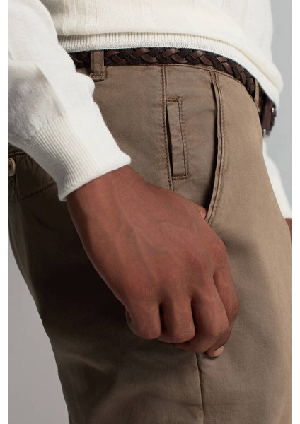 Saf Pamuk Tütün Rengi Regular Fit Chino Pantolon indirimleri