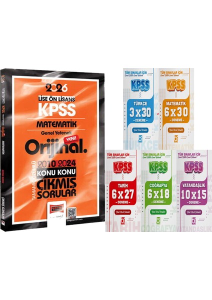 2026 Kpss Lise-Önlisans Matematik Orijinal 2010-2024 Konu Konu Çıkmış + 5 Ders 31 Deneme