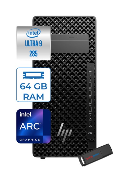 Z2 Tower G1I Intel Core Ultra 9 285 64GB Ddr5 512GB SSD Intel Arc Graphics Windows 11 Pro Masaüstü İş İstasyonu A2KX8ESP21 + Zettausbbellek