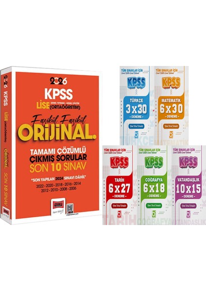 2026 Kpss Lise-Ortaöğretim Gk-Gy Fasikül Fasikül Orijinal Çözümlü Çıkmış Son 10 Sınav + 3lü Deneme