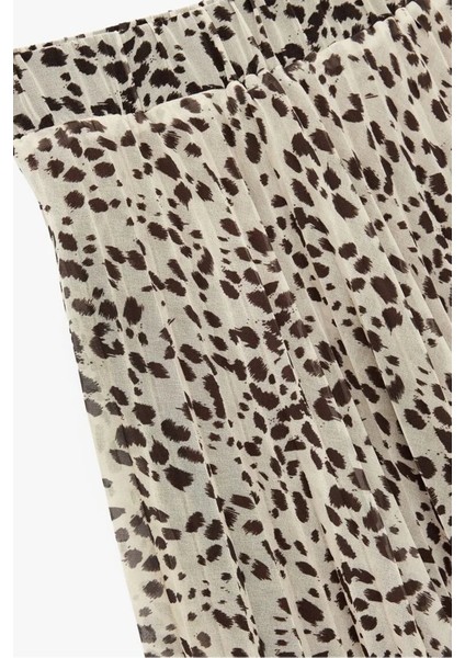 Standart Bel Desenli Pileli Midi Şifon Etek 6WAK70083UW fiyatları