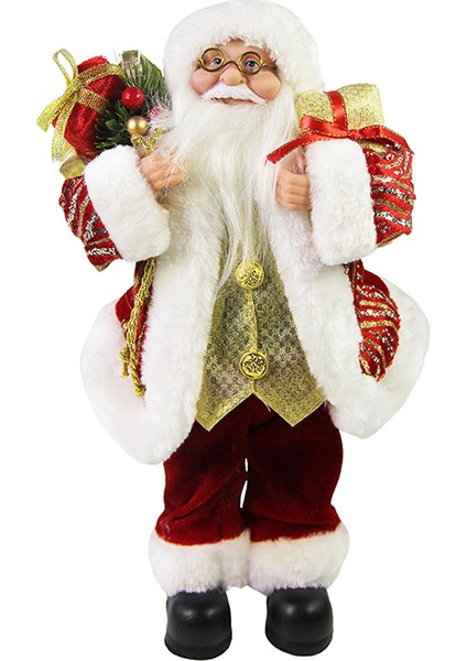 Çizgili Sarı Pullu Noel Baba Kırmızı 30 cm