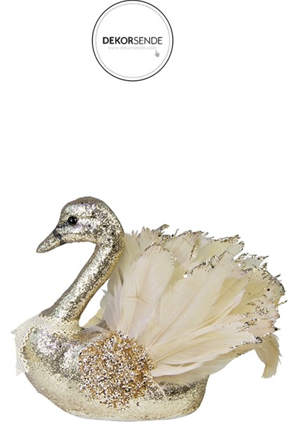 Tüylü Simli Kuğu Şampanya 20 cm fiyatları