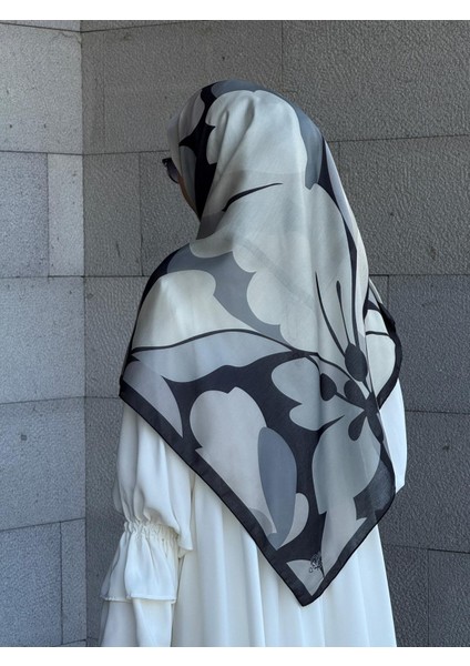 Pamuklu Vera Desen Eşarp-Siyah/gri fiyatları