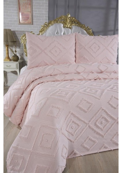 Samira 3 Parça Çift Kişilik Pike Takımı Pudra fiyatları