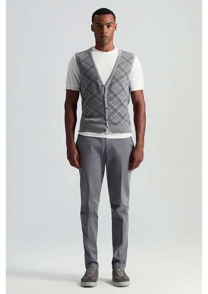 Merino Yün Baklava Desen Açık Gri Yelek fiyatları