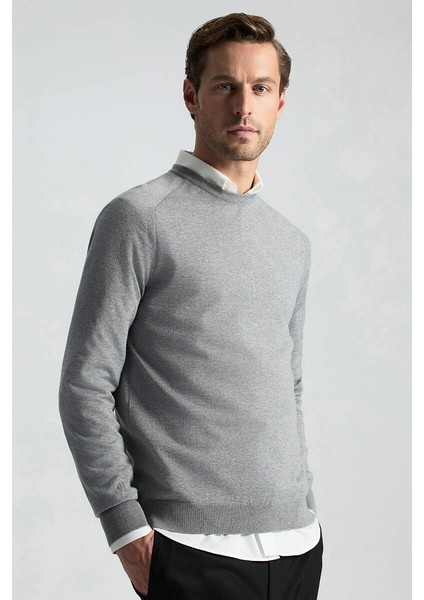 Merino Yün Açık Gri Bisiklet Yaka Triko indirimleri