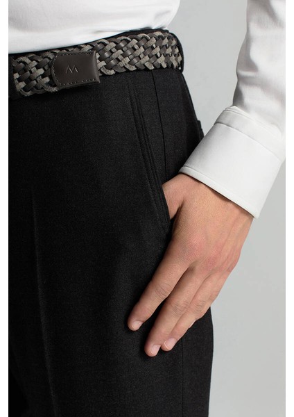 Saf Yün Bağcık Detaylı Antrasit Chino Jogger Pantolon modelleri