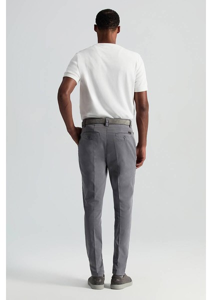 Saf Pamuk Orta Gri Regular Fit Chino Pantolon modelleri