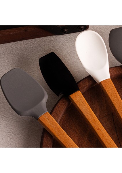 Daily - 5'li Bambu Saplı Silikon Spatula Seti 21 cm Mutfak Seti Kaşık Spatula Seti fiyatları