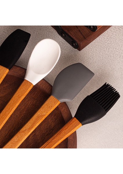 Daily - 5'li Bambu Saplı Silikon Spatula Seti 21 cm Mutfak Seti Kaşık Spatula Seti fırsatları