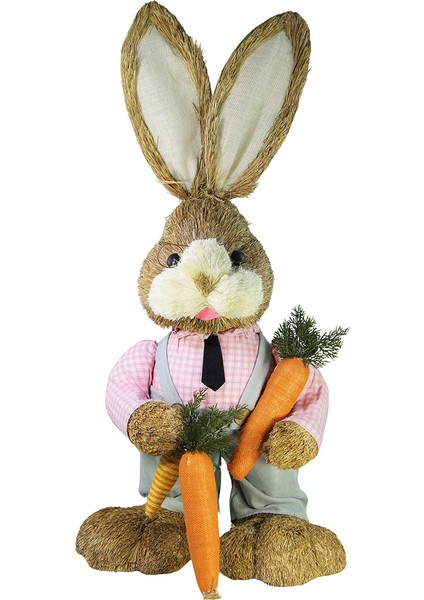 Hasır Paskalya Pembe Gömlekli Erkek Tavşan 100 cm