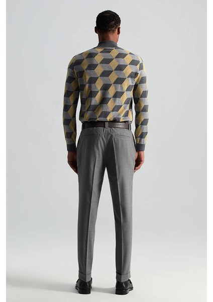 Saf Yün Bağcık Detaylı Orta Gri Chino Jogger Pantolon fırsatları