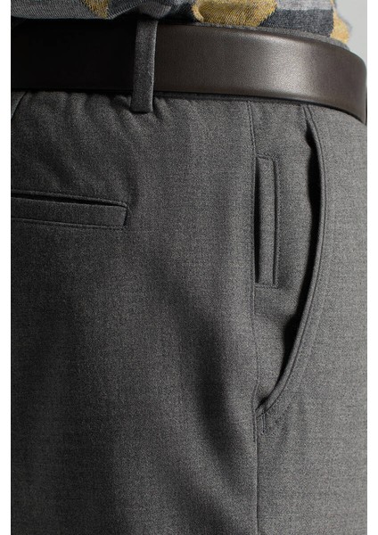 Saf Yün Bağcık Detaylı Orta Gri Chino Jogger Pantolon indirimleri