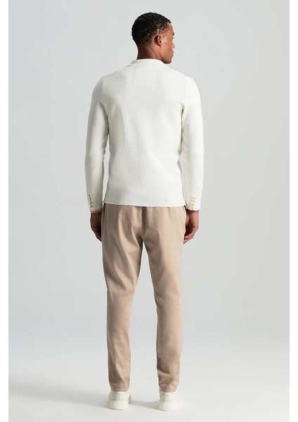 Extrafine Merino Ekru Triko Blazer Ceket modelleri