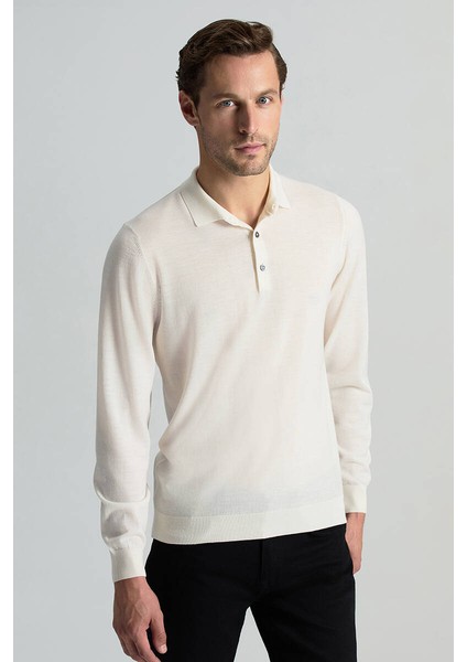 Merino Yünü Polo Yaka Ekru Triko fiyatları