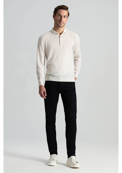 Merino Yünü Polo Yaka Ekru Triko modelleri