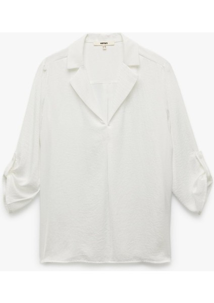 Ceket Yaka Katlama Detaylı 3/4 Kollu Saten Bluz 6WAK60004PW modelleri