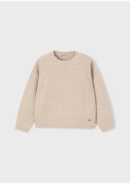 Bej Kız Çocuk Örgü Kazak 4302