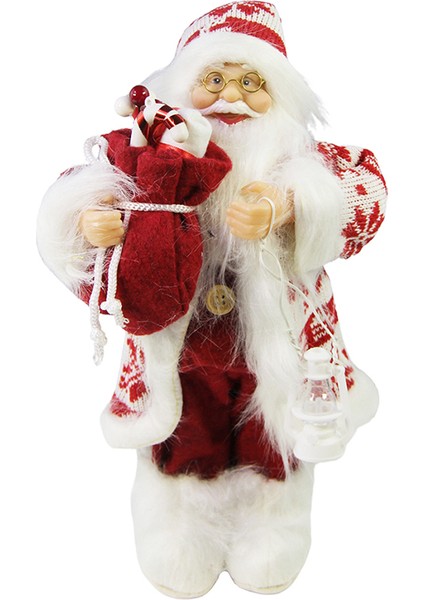 Kazaklı Noel Baba Kırmızı Beyaz 30 cm
