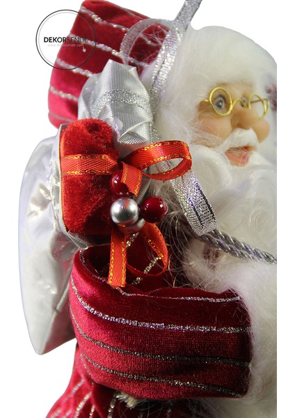 Çizgili Kadife Noel Baba Kırmızı 30 cm fırsatları