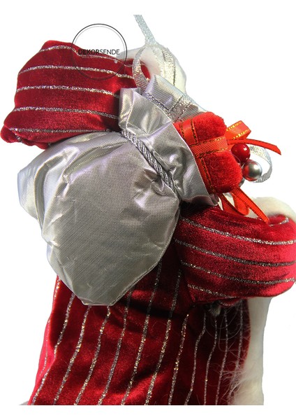 Çizgili Kadife Noel Baba Kırmızı 30 cm indirimleri