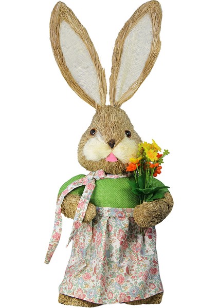 Hasır Paskalya Çiçekli Etekli Kız Tavşan 70 cm