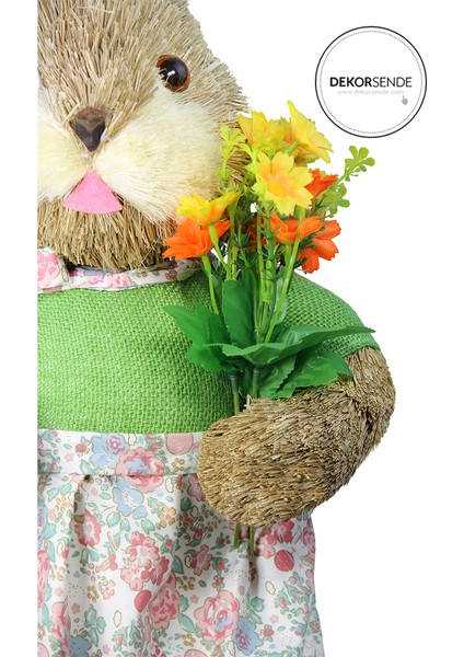 Hasır Paskalya Çiçekli Etekli Kız Tavşan 70 cm fiyatları