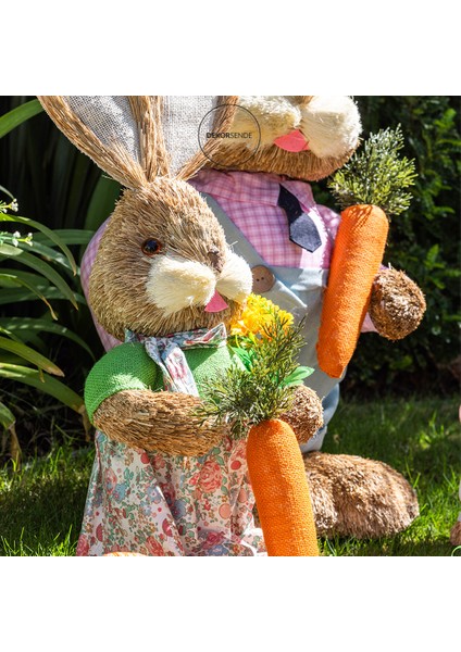 Hasır Paskalya Çiçekli Etekli Kız Tavşan 70 cm modelleri