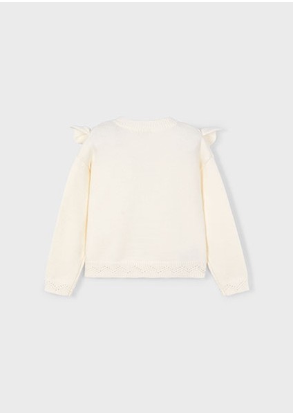 Krem Kız Çocuk Ajurlu Kazak 4304 modelleri